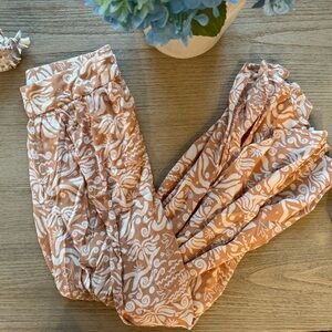 Oneill Boho Print Peach and White Lightweight Pants With lower slit